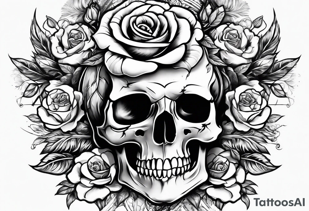 Alexander the Great skull and rose tattoo idea