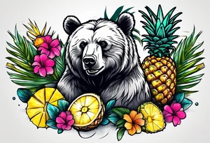 Bear loves pineapple tattoo idea