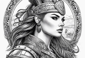 Valkyrie lady on horse tattoo idea