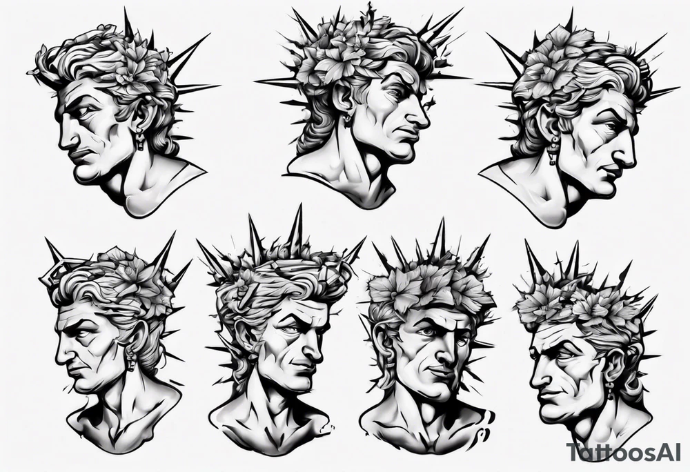Bust of David with thorns tattoo idea