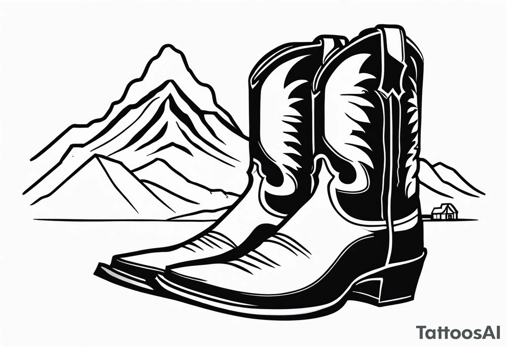 cowboy boot and mountains tattoo idea