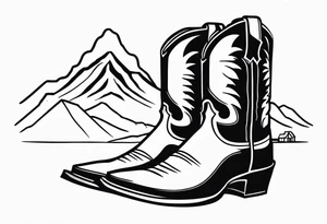 cowboy boot and mountains tattoo idea