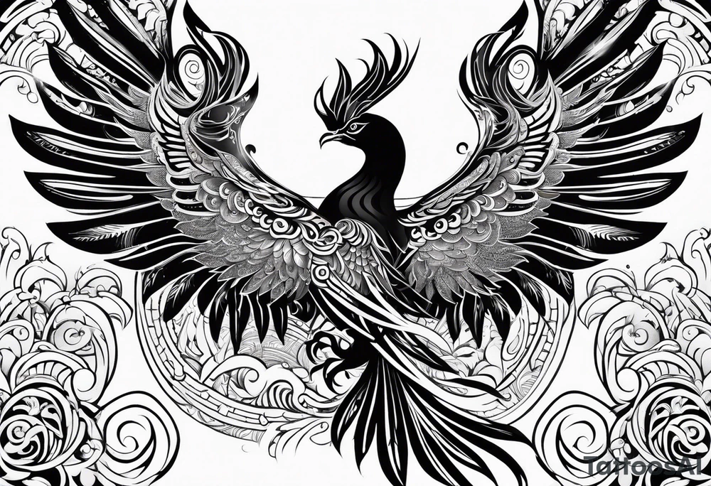 Japanese Phoenix with Maori Koru tattoo idea