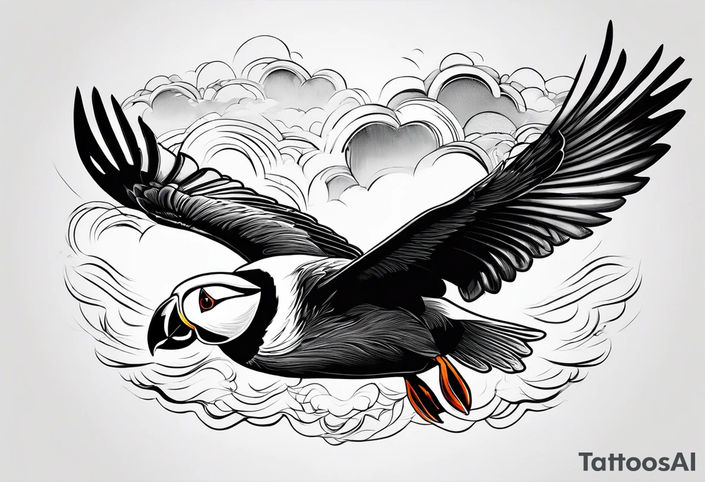a flying puffin without background - masculine art style tattoo idea a flying puffin without background - masculine art style tattoo idea