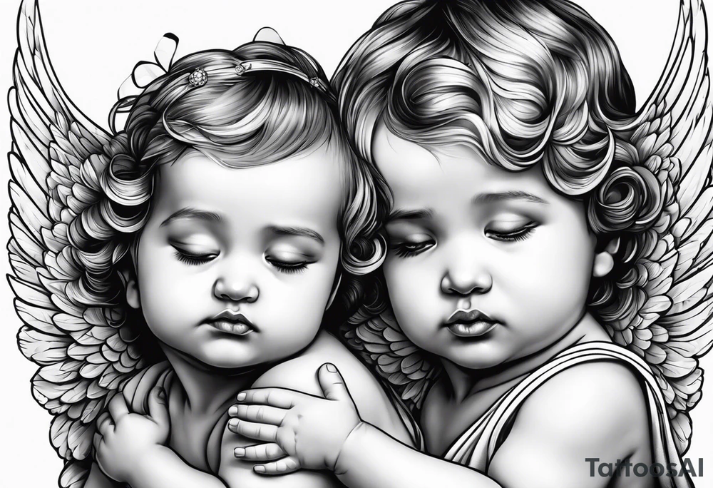 baby angels, praying, wings tattoo idea