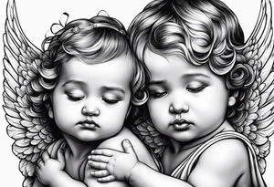 baby angels, praying, wings tattoo idea