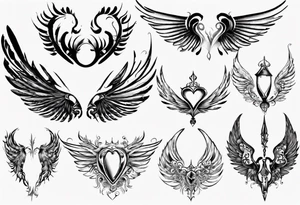 Wings with the dates 09/12/2012 and 24/10/2023 tattoo idea
