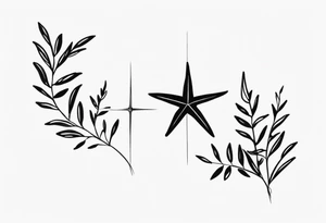Two different star fish on top of olive branch tattoo idea