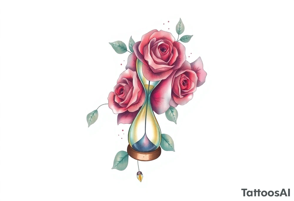 Roses with hour glass tattoo idea