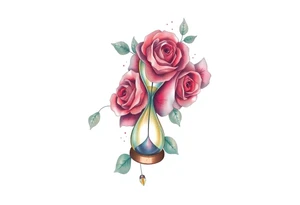 Roses with hour glass tattoo idea