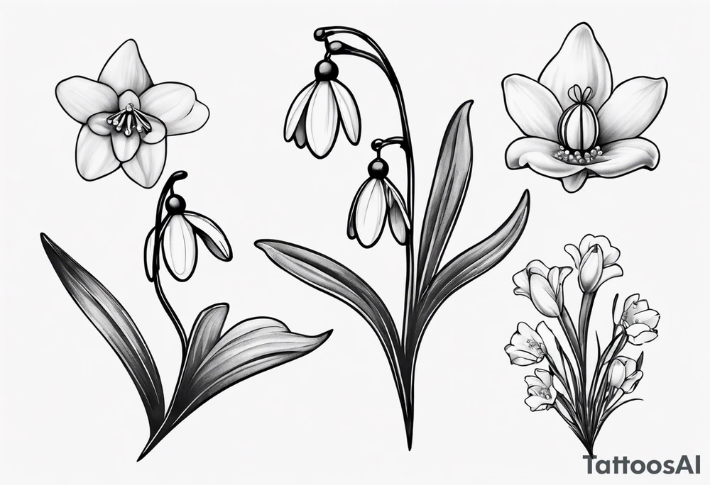 Snowdrop and jewels tattoo idea
