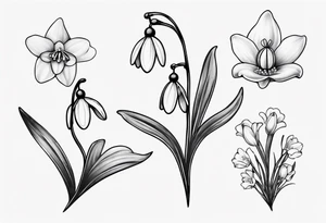 Snowdrop and jewels tattoo idea