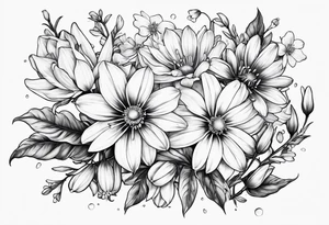 Honeysuckle, daisys,cosmos,and snowdrop sleeve tattoo tattoo idea