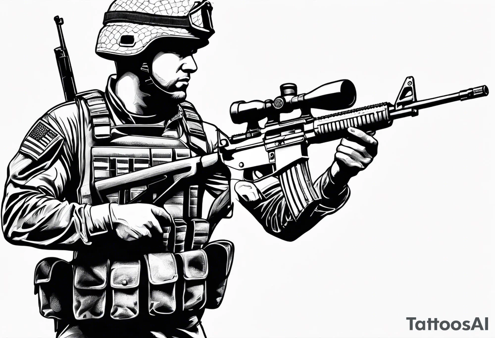 Soldier with a riffle tattoo idea