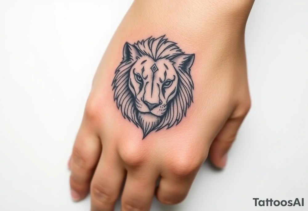 Feminine lion head tattoo idea