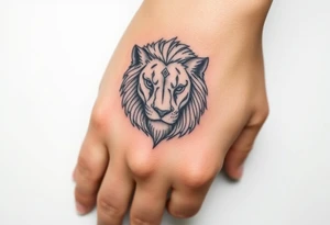 Feminine lion head tattoo idea