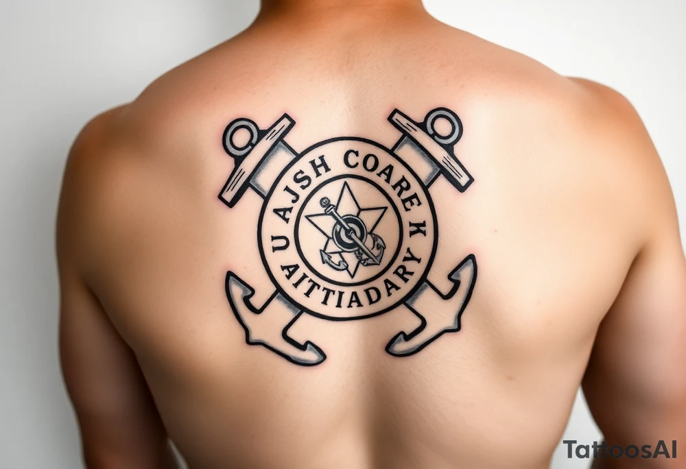 US Coast Guard auxiliary using a compass and anchor and rope tattoo idea