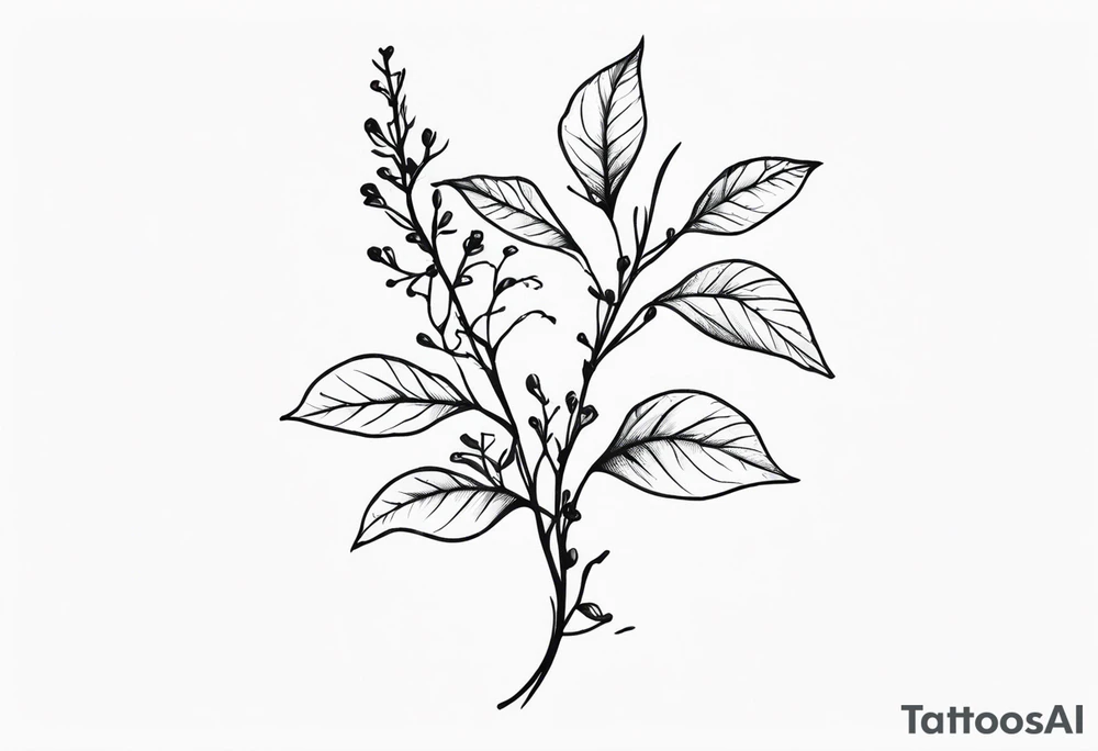 A rugged stem wrapping around with small vines tattoo idea A rugged stem wrapping around with small vines tattoo idea
