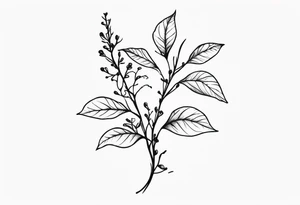A rugged stem wrapping around with small vines tattoo idea