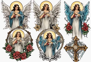 Angel holding a cross tattoo idea