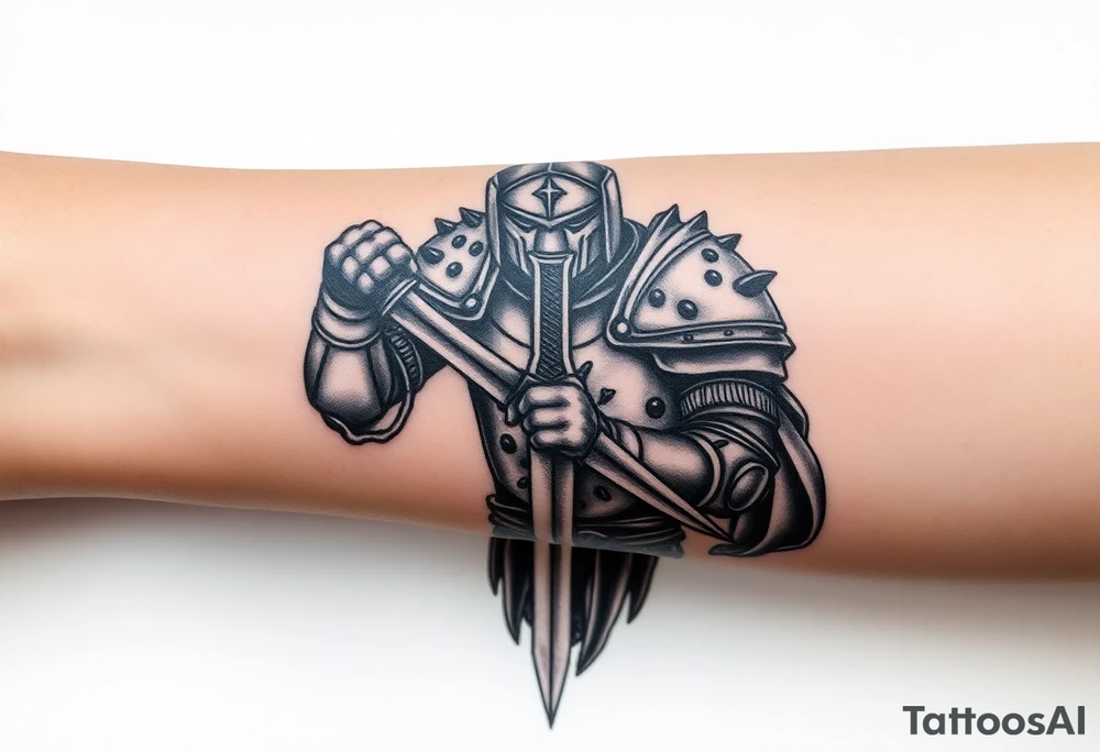 power full 
knight with sword tattoo idea