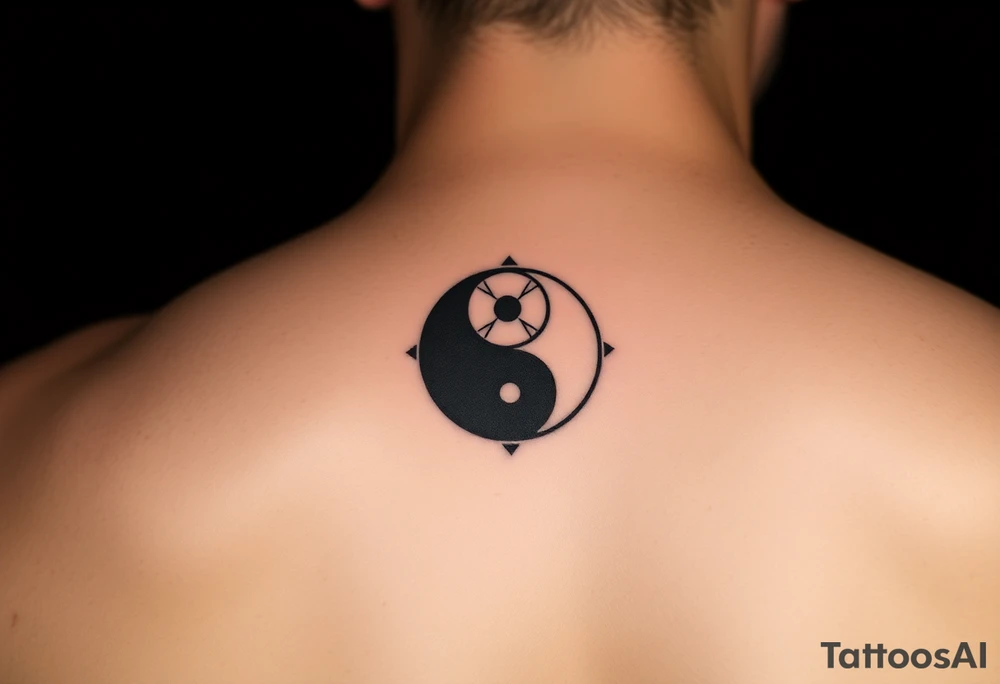 GEOMETRIC YIN YANG WITH NEGATIVE SPACE tattoo idea