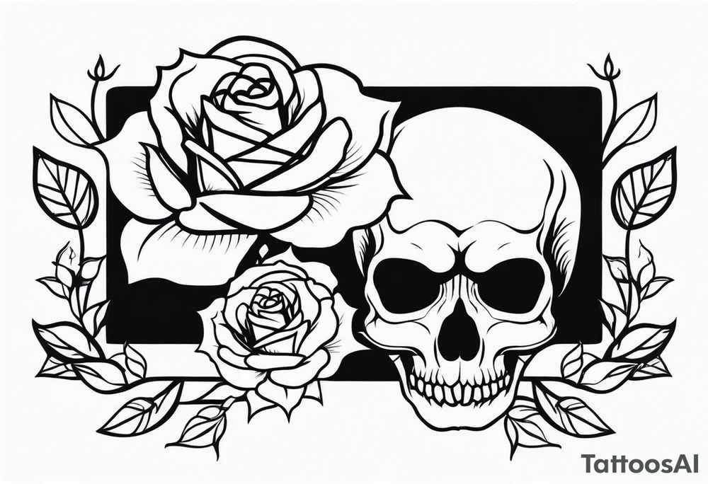 skull and roses tattoo idea