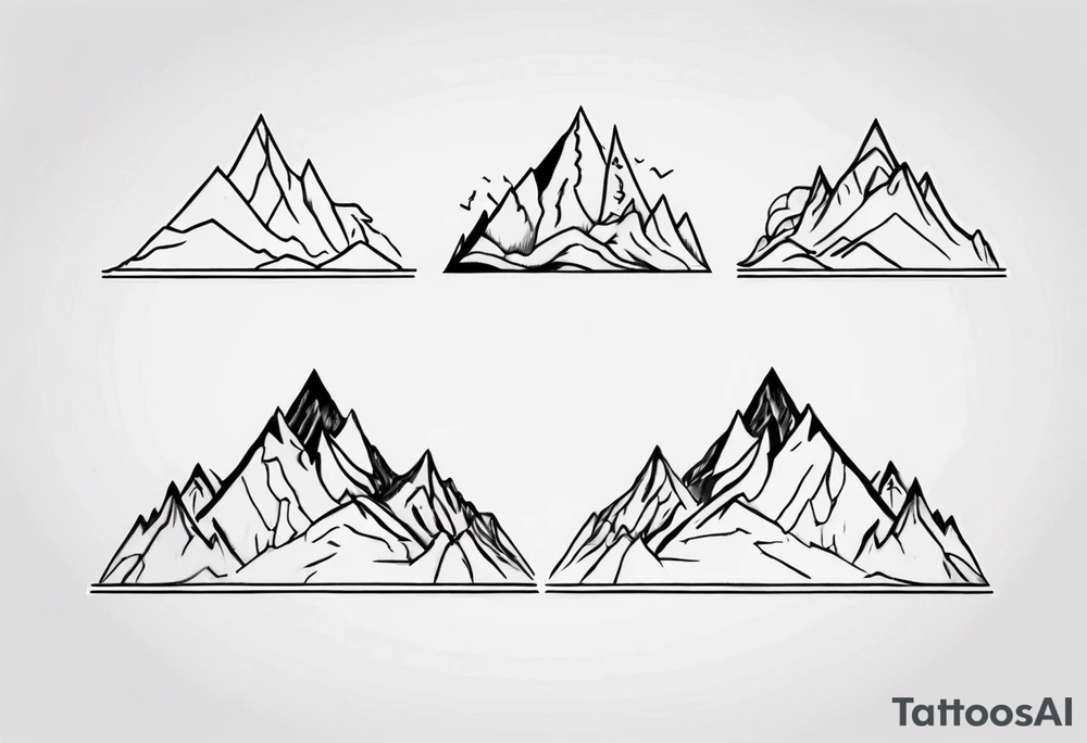 Four peak line art mountain tattoo tattoo idea
