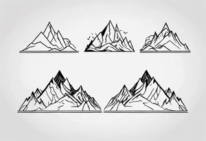 Four peak line art mountain tattoo tattoo idea