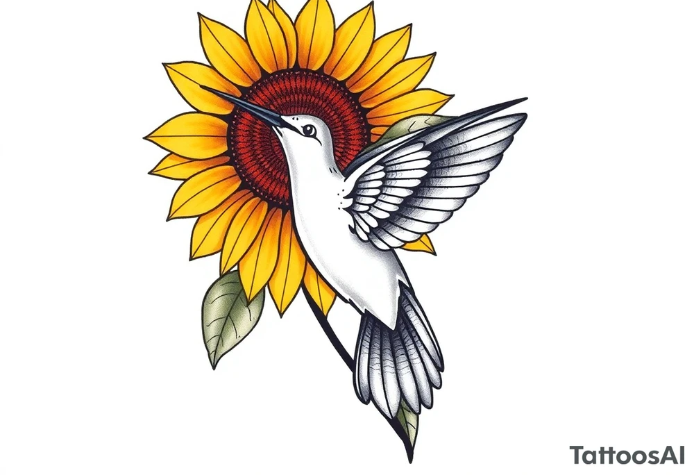 Hummingbird near a sunflower tattoo idea