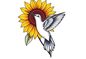 Hummingbird near a sunflower tattoo idea