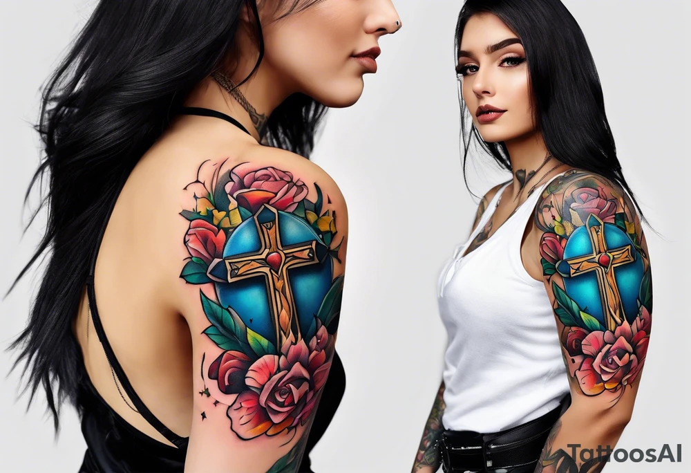 A cross on your arm tattoo idea