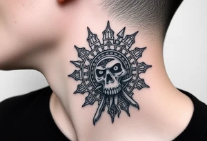 zombie Aztec sun calendar eating 
a zombie gases tattoo idea