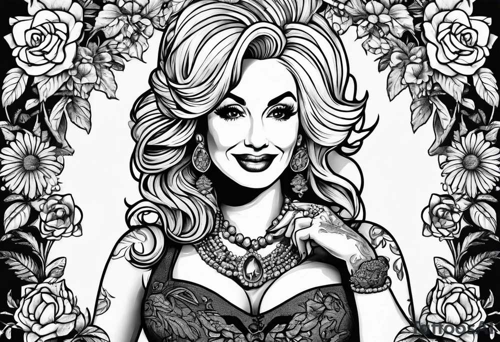 Dolly Parton holding an acorn tattoo idea