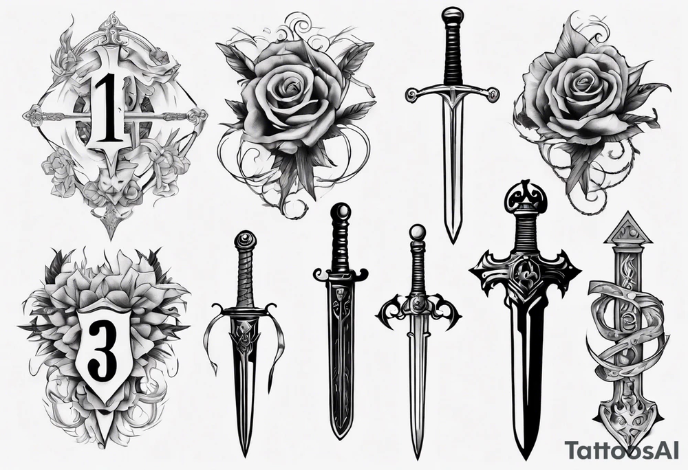 The number 13 and a sword tattoo idea
