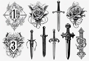 The number 13 and a sword tattoo idea