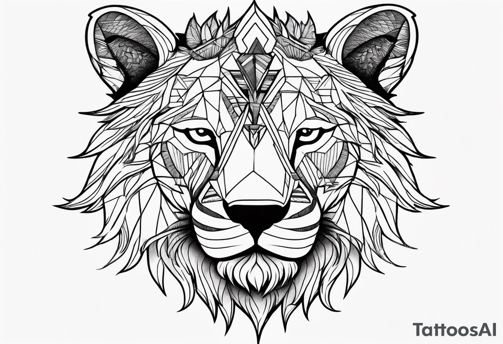 half lion half wolf head tattoo idea