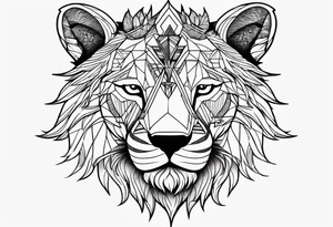 half lion half wolf head tattoo idea