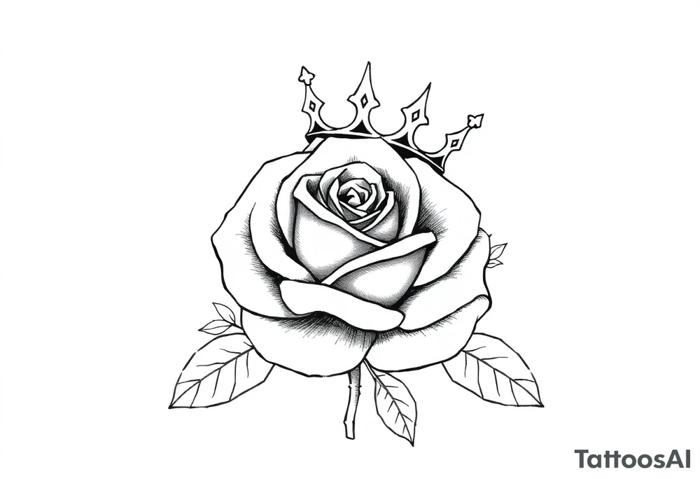 A Rose with a kings crown on it tattoo idea