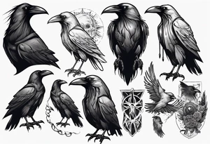 black raven facing me tattoo idea