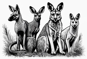 Outback, a kangaroo, a dingo and an emu. tattoo idea
