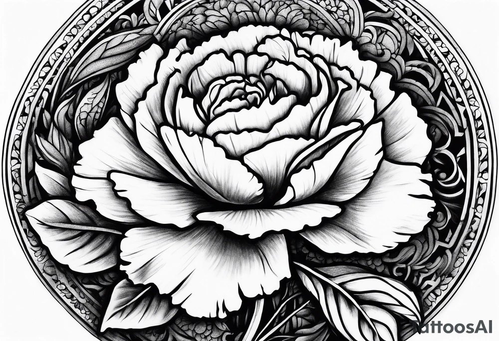 carnation and full moon tattoo idea