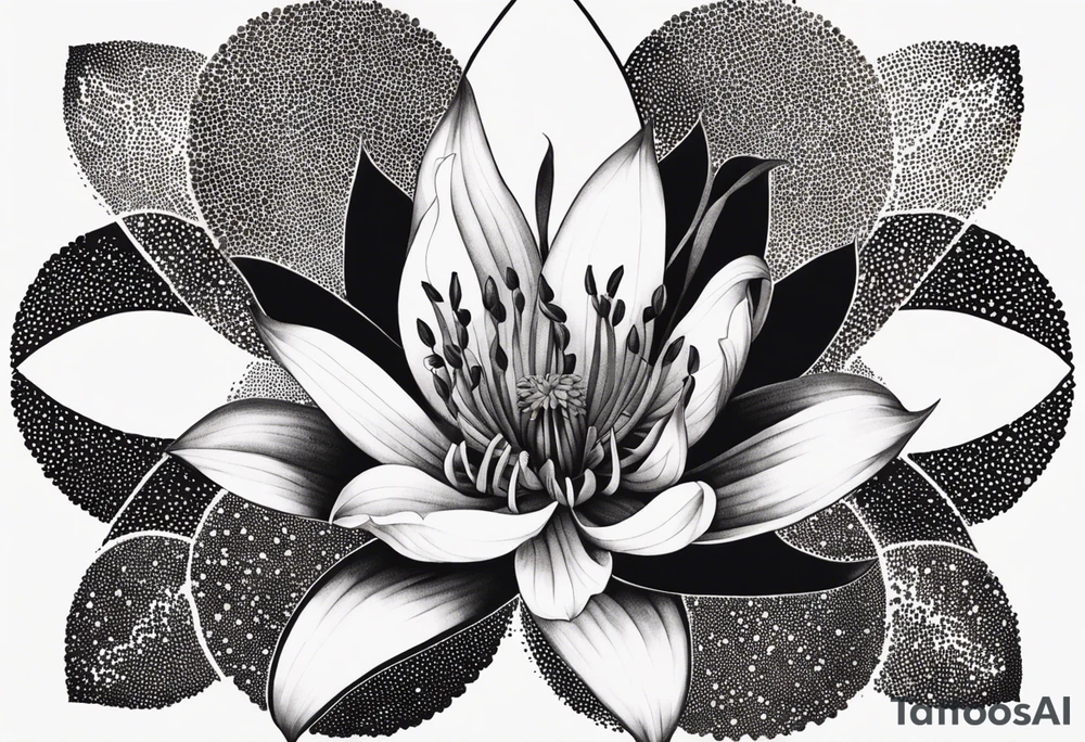 Geometric Fire Lily tattoo idea