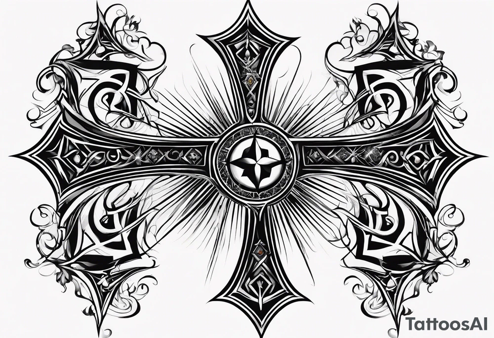 pentagram upsidedown cross tattoo idea