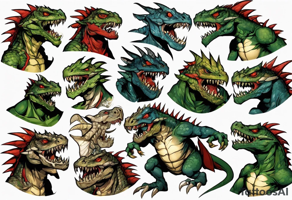 full heroes of might and magic 3 lizardman, happy and nice looking tattoo idea