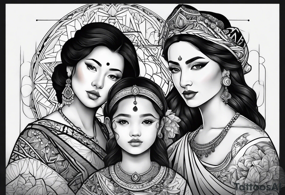 three person side by side. Daughter on the left, mother in the middle, grandmother on the right. greater age difference tattoo idea