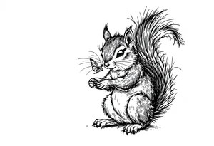 A Squirrel with a butterfly in hands tattoo idea