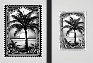 Postage stamp with palm tree tattoo idea