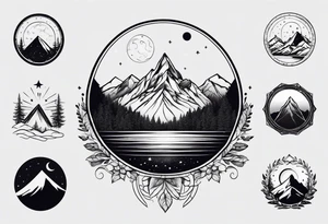 mountain and space line style tattoo idea