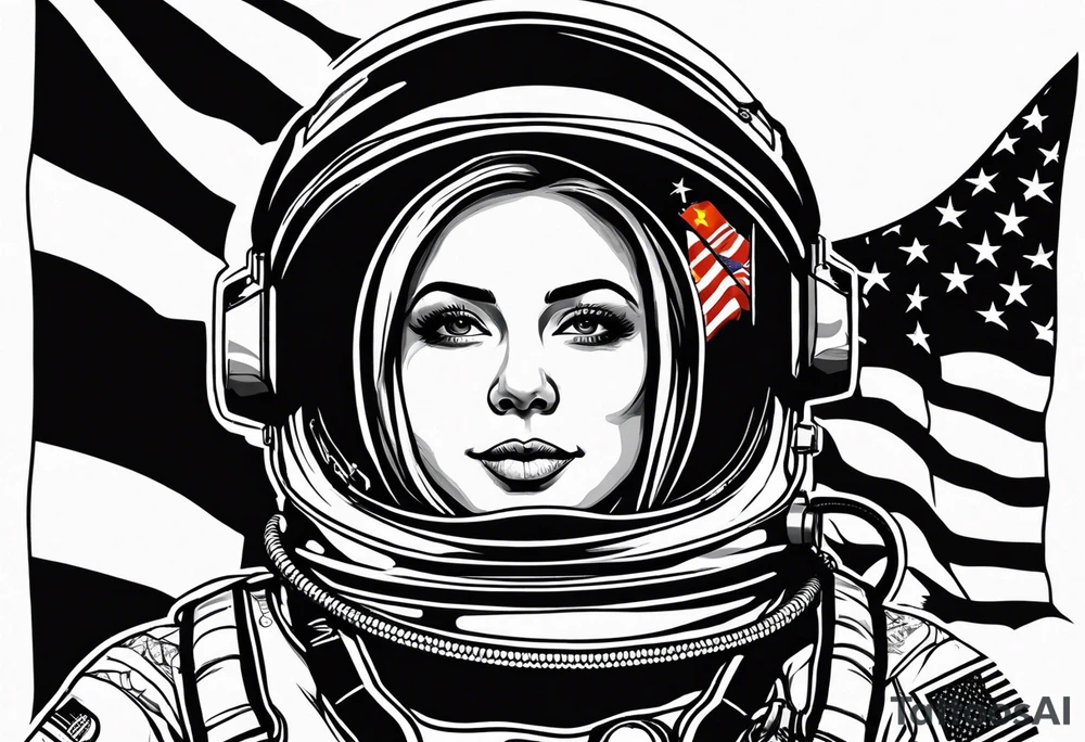 Astronaut wearing a peace flag tattoo idea